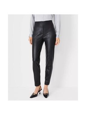 Ann Taylor Black Faux Leather Skinny Ankle Pants